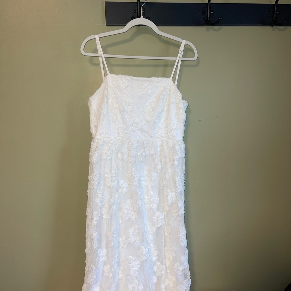Lulus White Floral Sparkly Dress